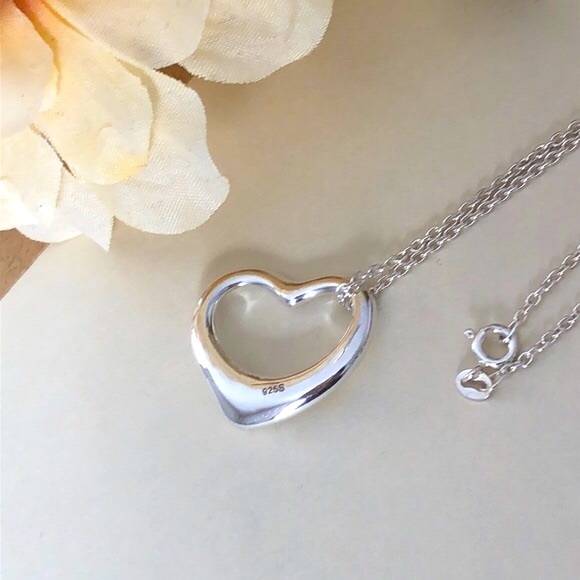 Large Floating Heart Necklace, Sterling Silver - Picture 4 of 4
